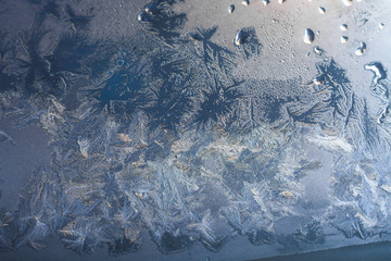 Freeze texture on a window. Iced background.