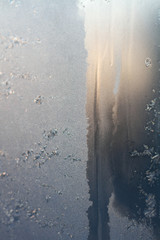 Freeze texture on a window. Iced background.