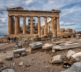 Athens, old city view of ancient ruins. Greece.