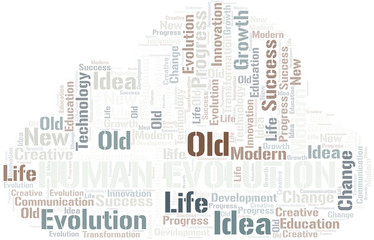 Fototapeta premium Human Evolution word cloud collage made with text only.