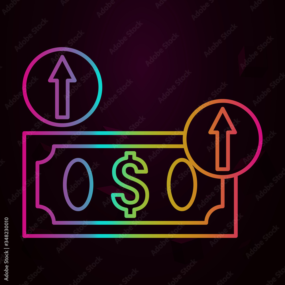 Poster dollar, up, arrow nolan icon simple thin line, outline vector of atm icons for ui and ux, website or