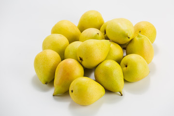 Green pear isolated one pear on a white background.
