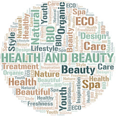 Obraz premium Health And Beauty word cloud collage made with text only.