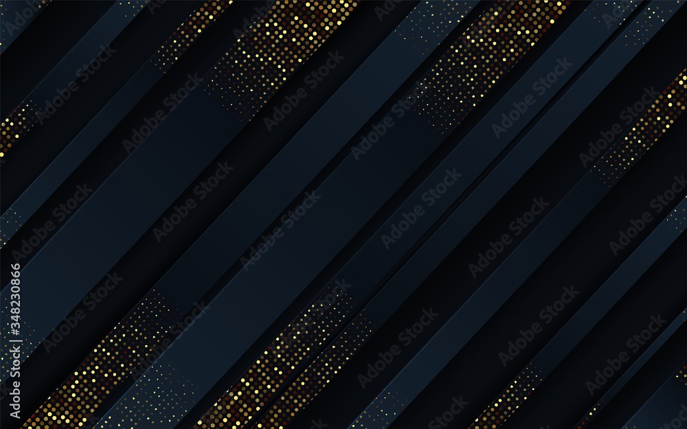 Canvas Prints luxury darck blue background with golden particles halftone effect.