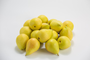 Green pear isolated one pear on a white background.