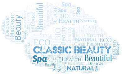 Classic Beauty word cloud collage made with text only.