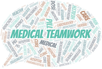 Medical Teamwork word cloud collage made with text only.