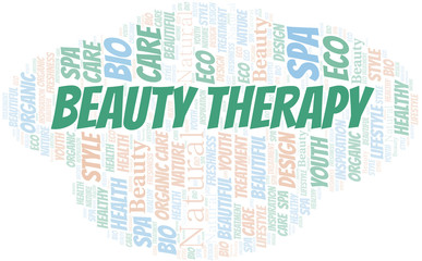 Fototapeta premium Beauty Therapy word cloud collage made with text only.