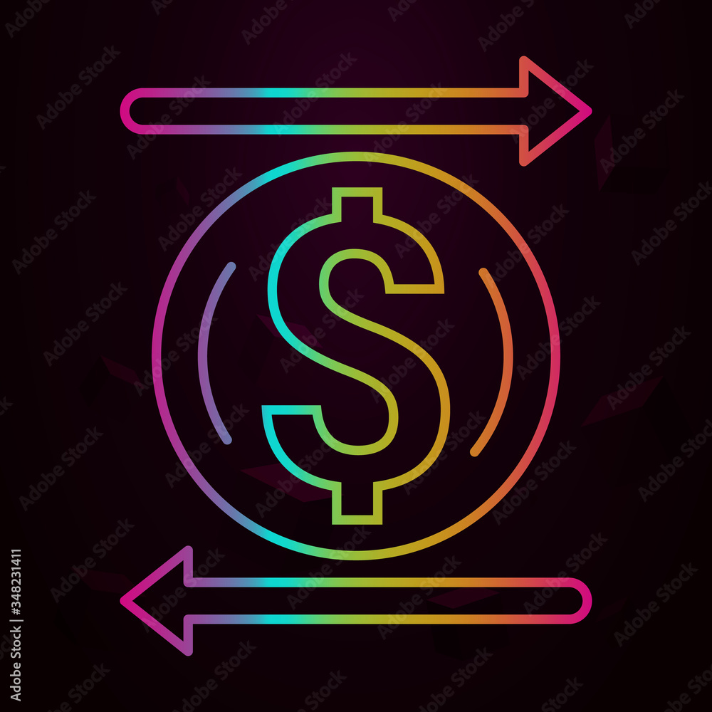 Poster dollar, arrows, transfer nolan icon simple thin line, outline vector of atm icons for ui and ux, web