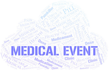 Obraz premium Medical Event word cloud collage made with text only.