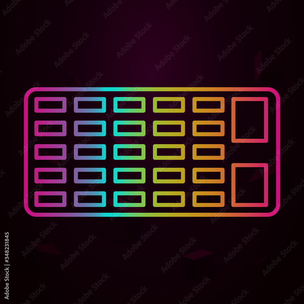 Poster calculator, keyboard, bank nolan icon simple thin line, outline vector of atm icons for ui and ux, w