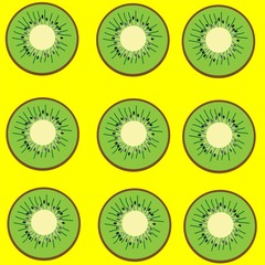 Colorful kiwi slices pattern illustration. fresh  fruit vector