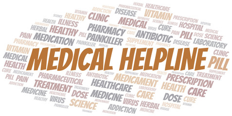 Obraz premium Medical Helpline word cloud collage made with text only.