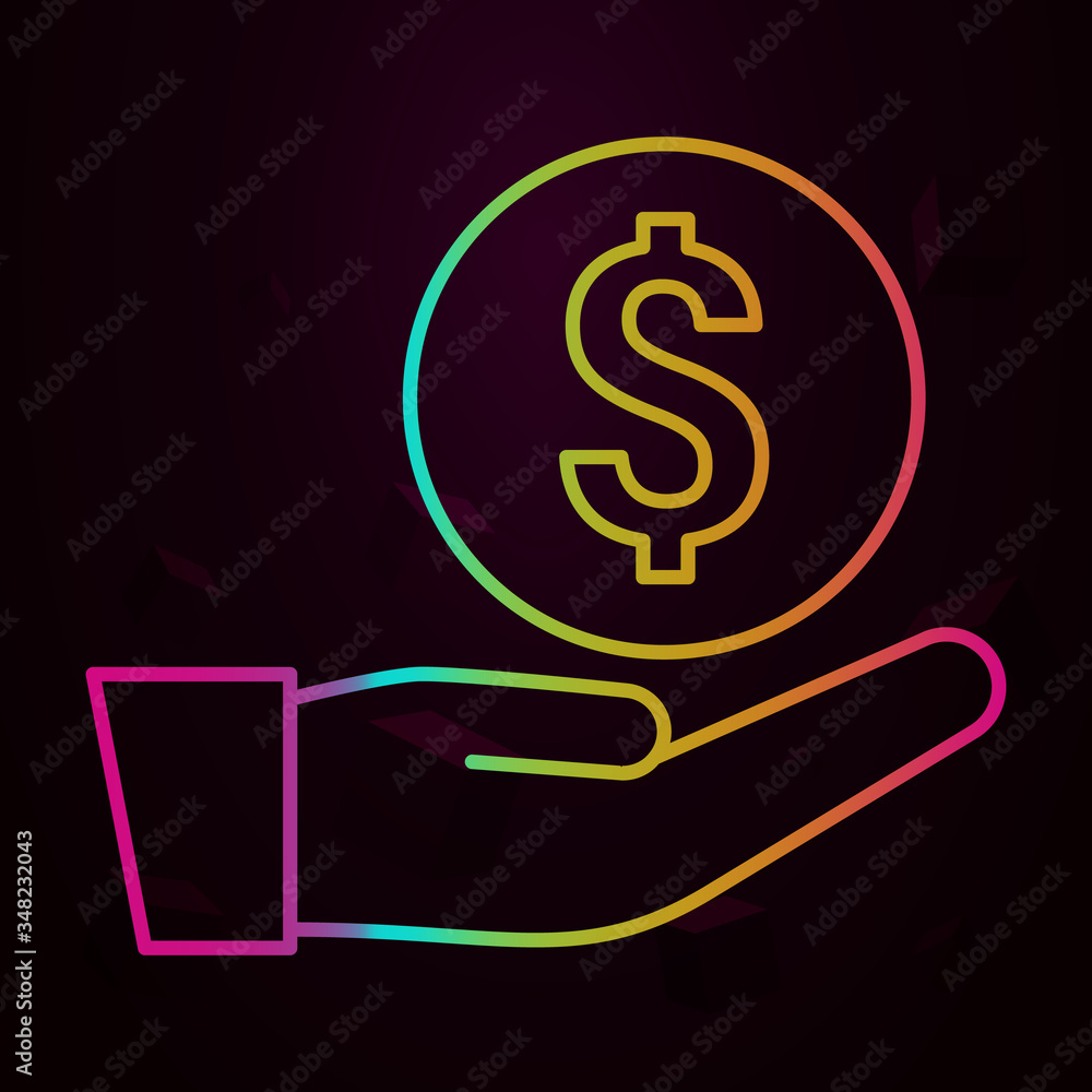 Poster hand, dollar, money nolan icon simple thin line, outline vector of atm icons for ui and ux, website 