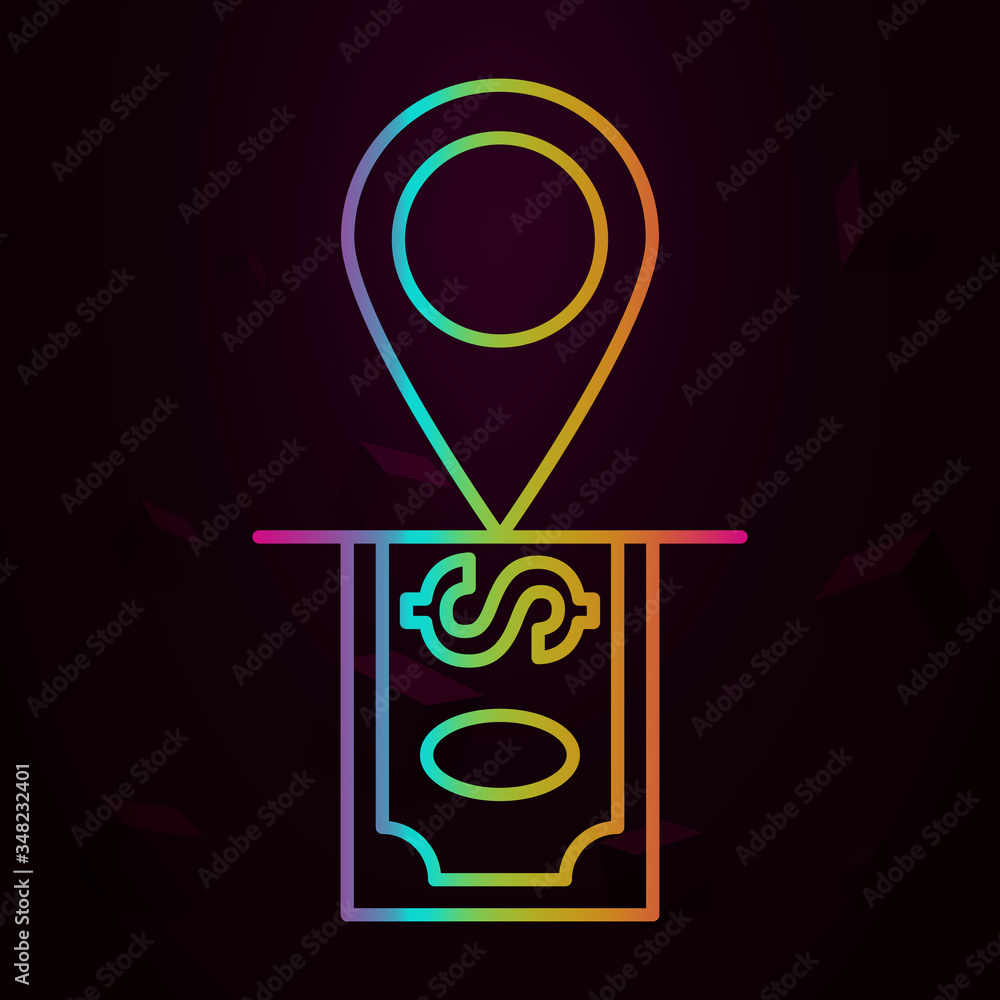 Poster pin, dollar, navigation nolan icon simple thin line, outline vector of atm icons for ui and ux, webs