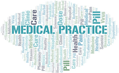 Medical Practice word cloud collage made with text only.