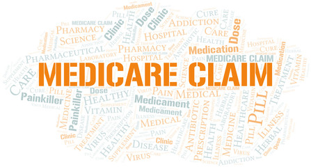 Fototapeta premium Medicare Claim word cloud collage made with text only.