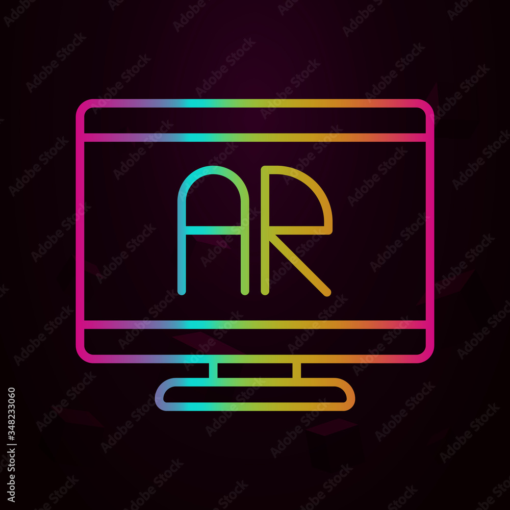 Poster augmented reality, monitor nolan icon simple thin line, outline vector of augmented reality icons fo