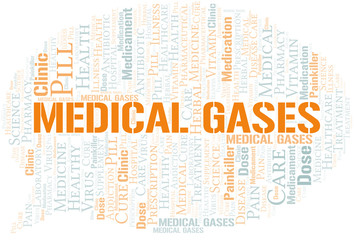 Medical Gases word cloud collage made with text only.