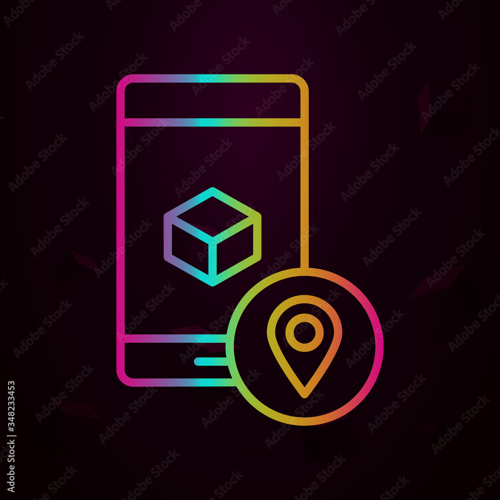 Poster augmented reality, location, mobile nolan icon simple thin line, outline vector of augmented reality