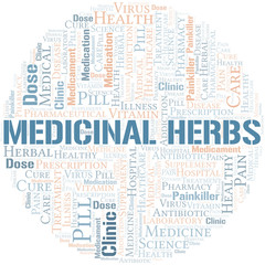 Fototapeta premium Medicinal Herbs word cloud collage made with text only.