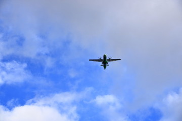 Fototapeta na wymiar January 25 2020 - La Gomera, Canary Islands in Spain: Airplane flying in the sky over the Island