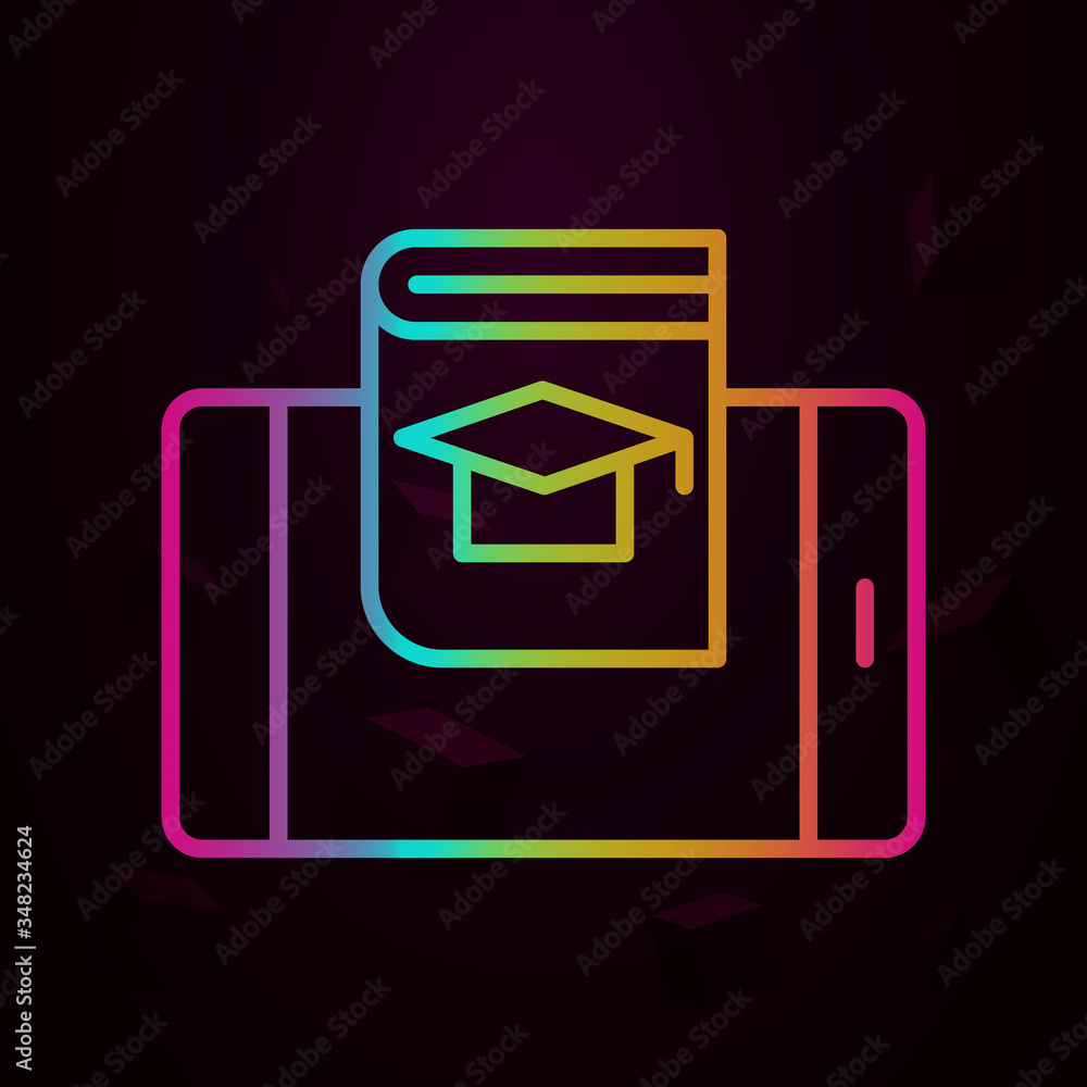 Poster mobile, augmented reality, book nolan icon simple thin line, outline vector of augmented reality ico