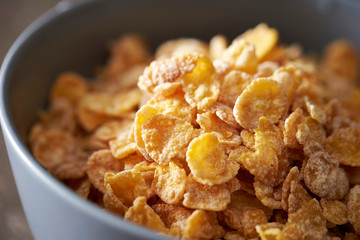 Corn flake and milk eating with spoon