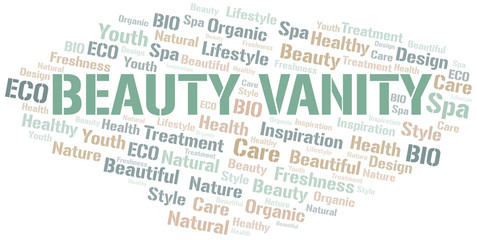 Obraz premium Beauty Vanity word cloud collage made with text only.