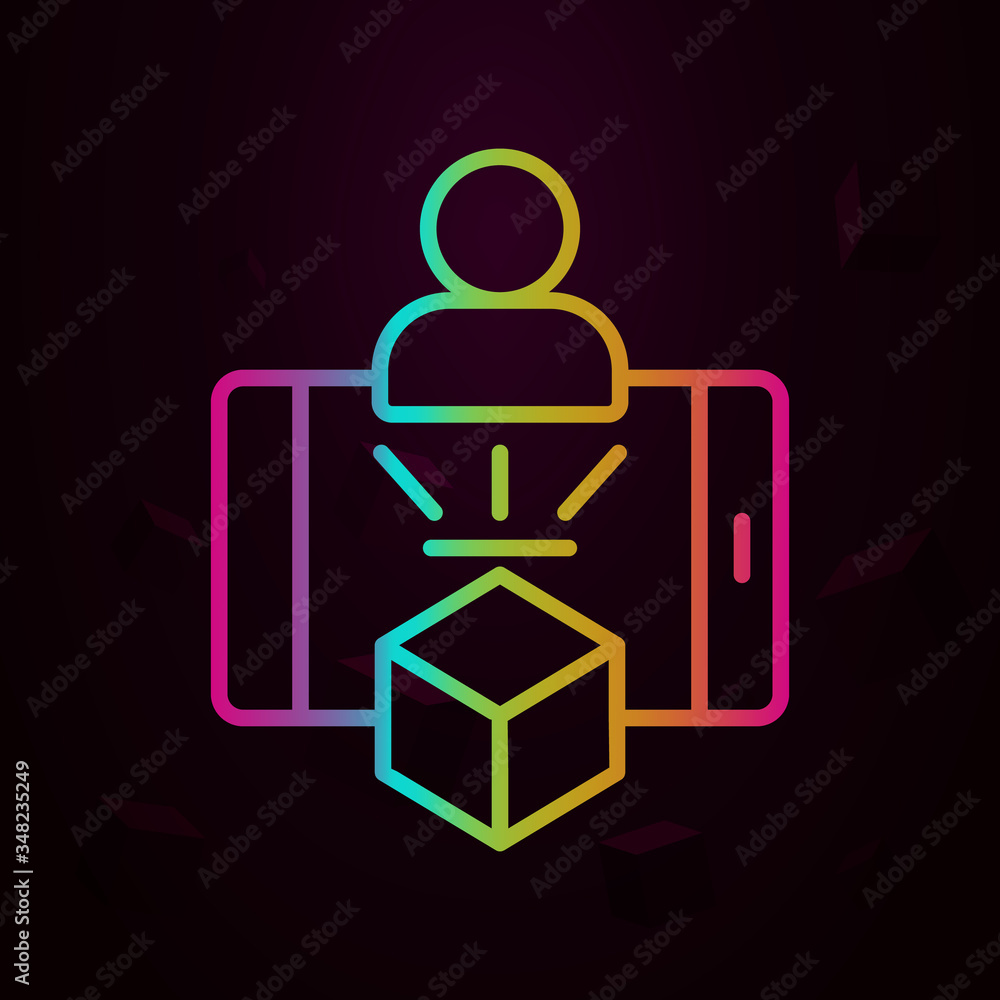 Poster augmented reality, hologram, mobile nolan icon simple thin line, outline vector of augmented reality