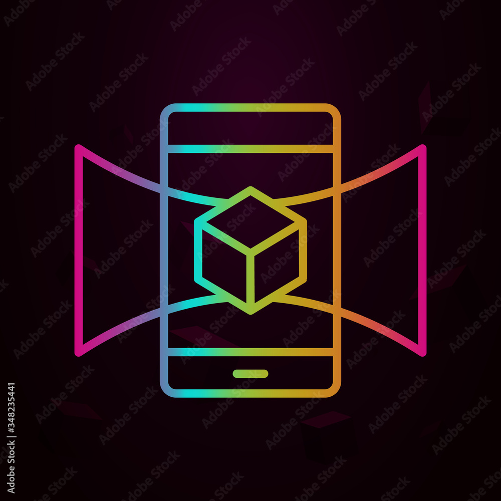 Poster mobile, augmented reality, panoramic nolan icon simple thin line, outline vector of augmented realit