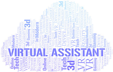 Obraz premium Virtual Assistant word cloud collage made with text only.
