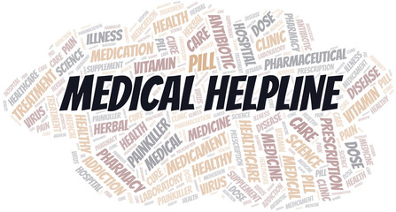 Medical Helpline word cloud collage made with text only.