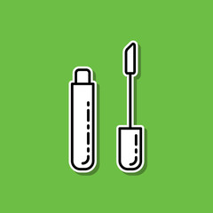 Lipstick brush sticker icon. Simple thin line, outline vector of beauty, make up, cosmetics icons for ui and ux, website or mobile application