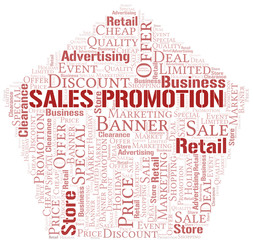 Sales Promotion word cloud collage made with text only.