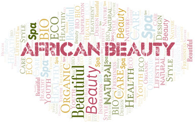 Fototapeta premium African Beauty word cloud collage made with text only.