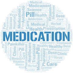 Obraz premium Medication word cloud collage made with text only.