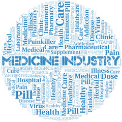 Fototapeta premium Medicine Industry word cloud collage made with text only.