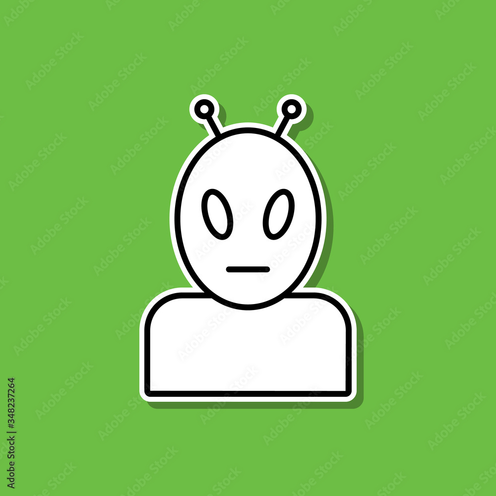 Poster alien sticker icon. simple thin line, outline vector of cartooning space icons for ui and ux, websit