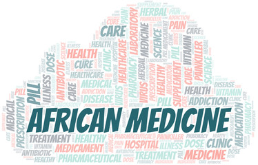 African Medicine word cloud collage made with text only.