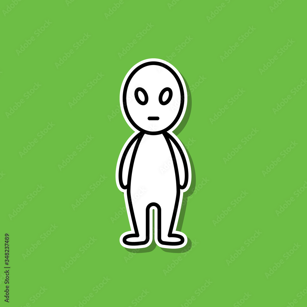 Poster alien sticker icon. simple thin line, outline vector of cartooning space icons for ui and ux, websit
