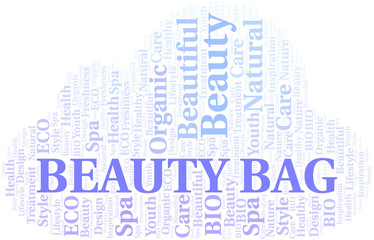 Beauty Bag word cloud collage made with text only.