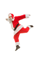 Santa Claus with jumping in the studio