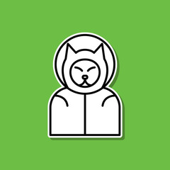 Dog cosmonaut sticker icon. Simple thin line, outline vector of cartooning space icons for ui and ux, website or mobile application - obrazy, fototapety, plakaty