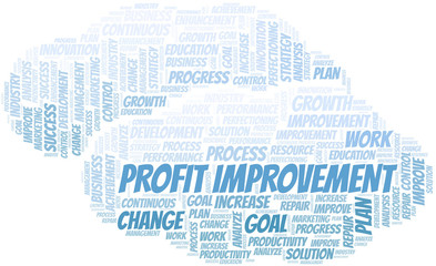 Profit Improvement word cloud collage made with text only.