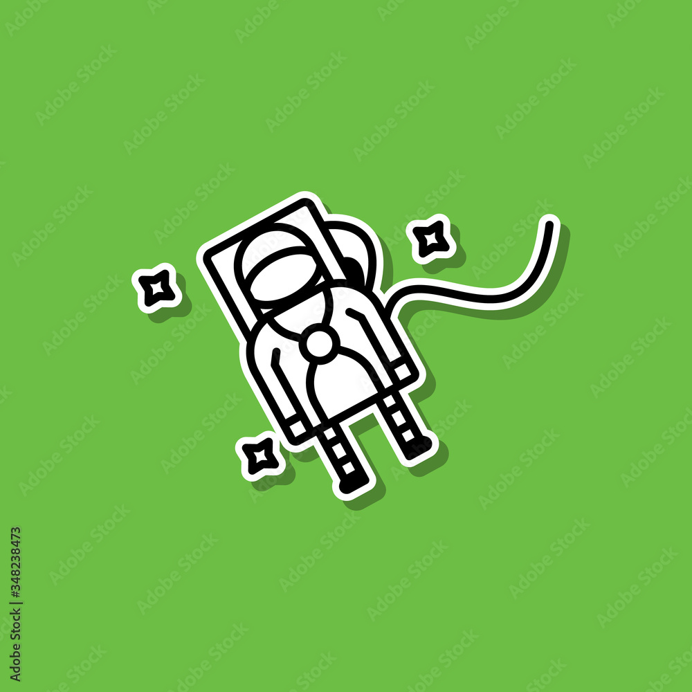 Poster cosmonaut in space sticker icon. simple thin line, outline vector of cartooning space icons for ui a