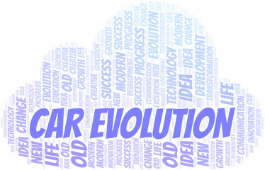 Obraz premium Car Evolution word cloud collage made with text only.
