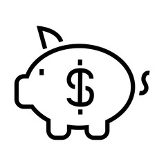 shopping online concept, piggy bank with money symbol icon, line style