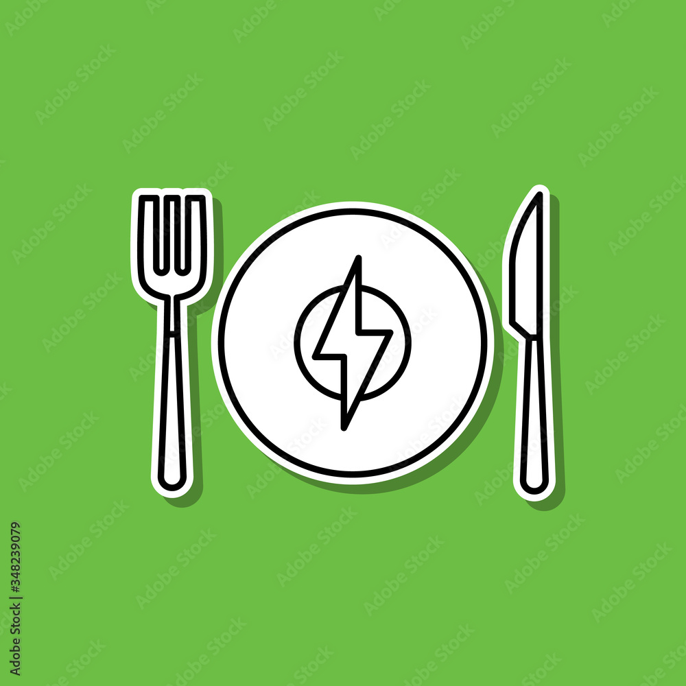 Poster energy consumption sticker icon. simple thin line, outline vector of ecology icons for ui and ux, we