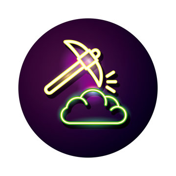pick tool neon style icon